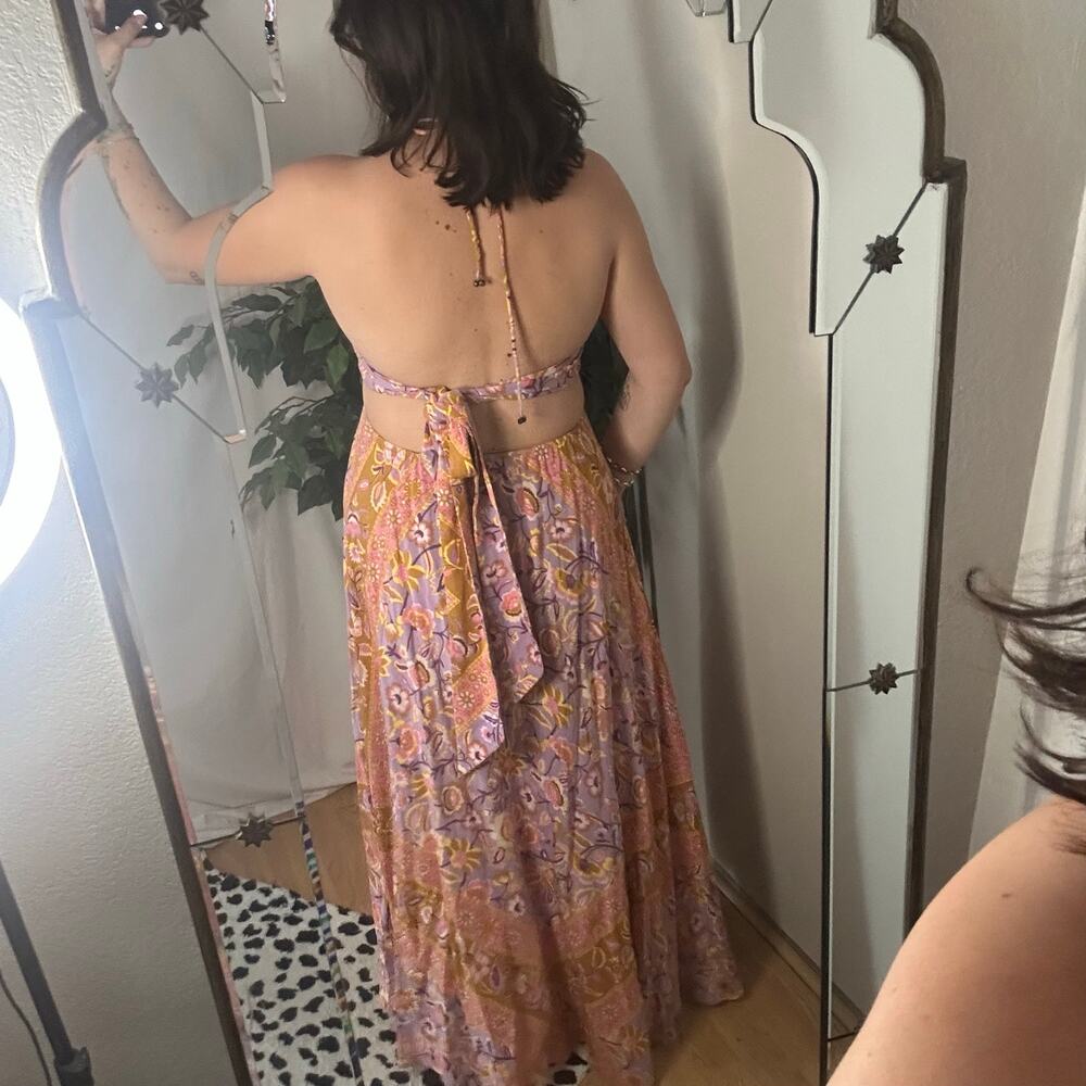 Spell & The Gypsy Lolita Floral Halter Maxi Dress Dress Orange Combo Size XS - Picture 5 of 6